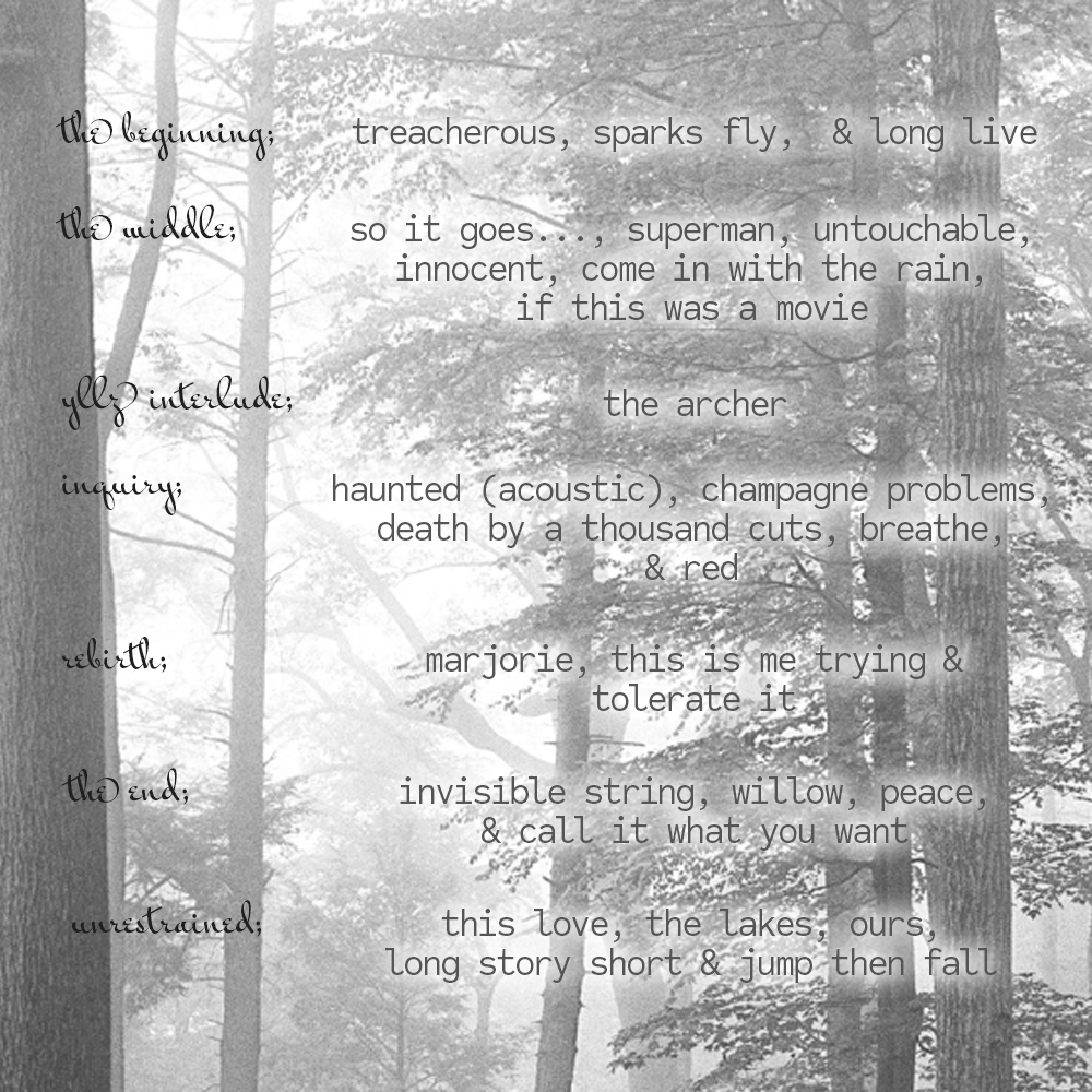 Taylor Swift's folklore album cover with Wei Wuxian and Lan Wangji from the Untamed blended on